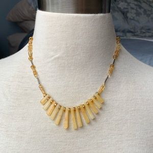 Glass & Gemstone Fan Necklace